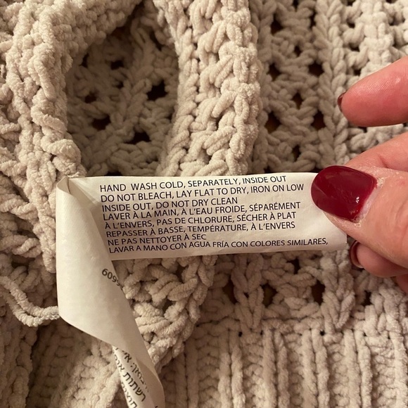 Dex Crocheted 3D Knit Cream Color Open Front Women’s Cardigan Size XS - Picture 10 of 13